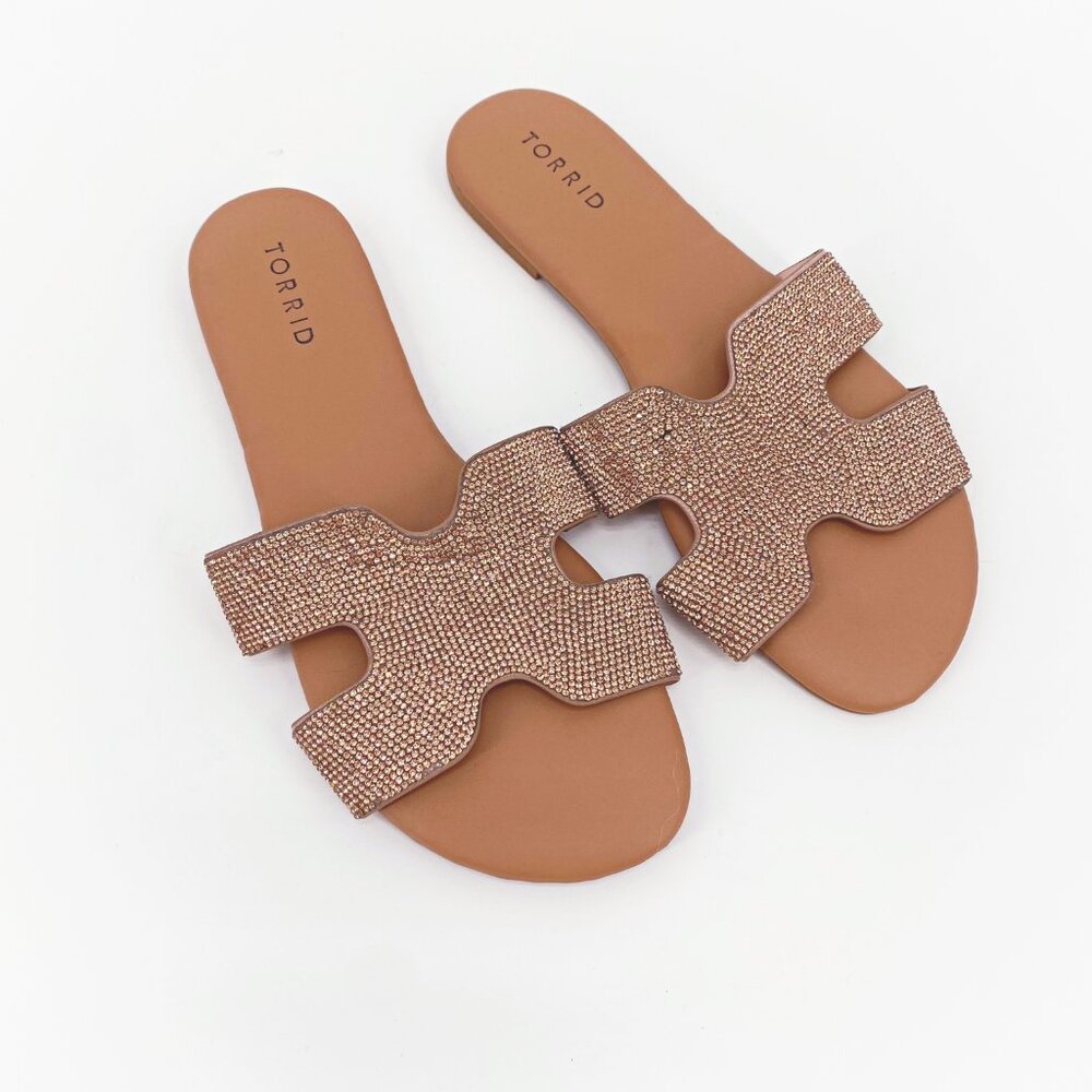 torrid Rose Gold Embellished Slide Sandals